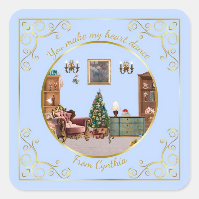 Sticker Carré Ode to The Nutcracker Ballet Blue Tile (Devant)