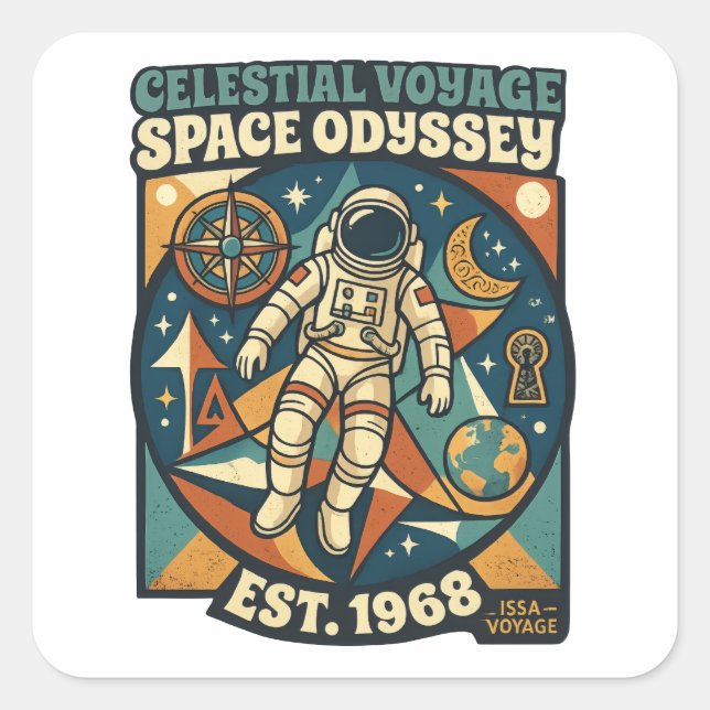 Sticker Carré Odyssée spatiale - Aventure cosmique pour les amat (Devant)