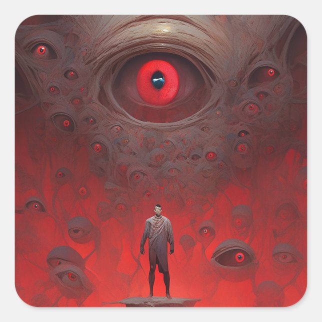Sticker Carré OEil Créations Surreal Horror Art (Devant)