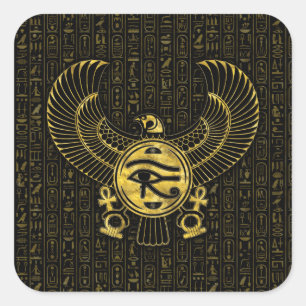 Sticker Carré Oeil égyptien de Horus - d'or et de noir de Wadjet