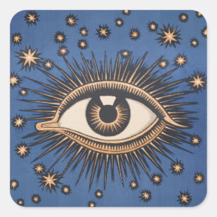 Sticker Carré Oeil étoile Lune Celeste Nouveau