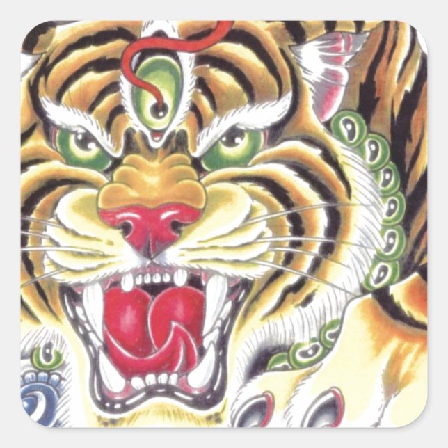 Sticker Carré Oeil tigre (Devant)