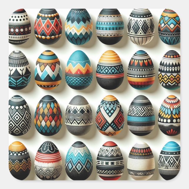 Sticker Carré Oeuf de Pâques coloré (Devant)