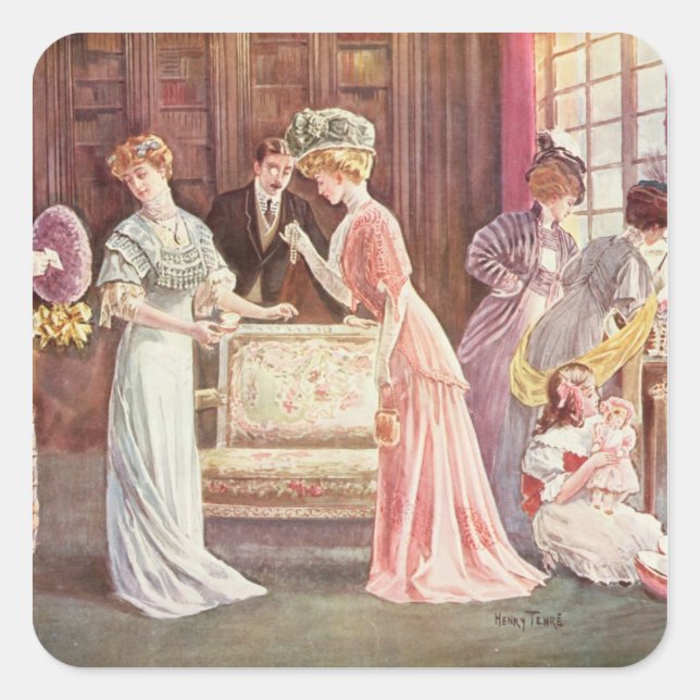 Sticker Carré Oeufs de Pâques en ville, 1908 (Devant)