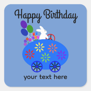 Sticker Carré Oeufs d'équitation Bunny Anniversaire Voiture #2 S