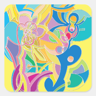 Sticker Carré Œuvre d'art fantaisiste