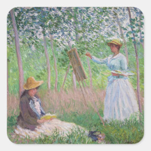 Sticker Carré Œuvre d'art forestière vintage de Monet