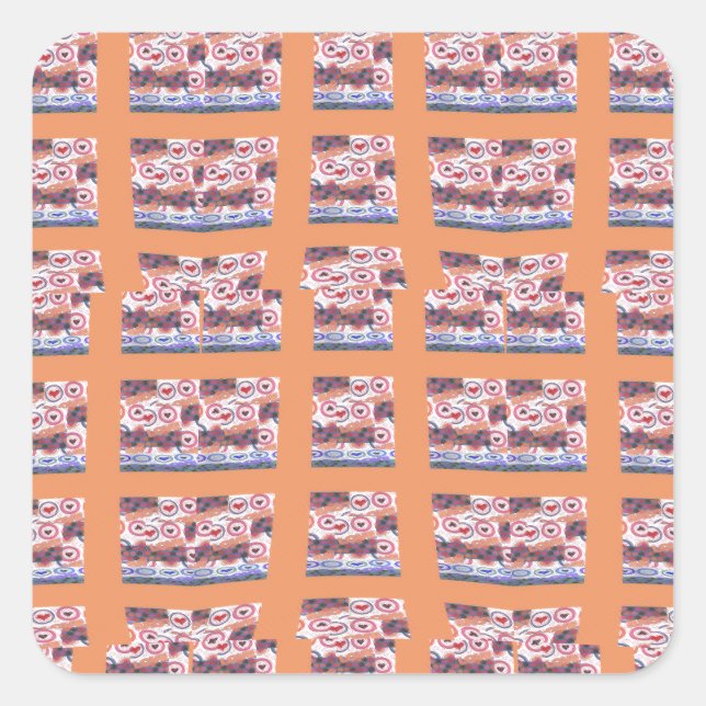 Sticker Carré Œuvre d'art unique et élégante à motif de cœur pou (Devant)