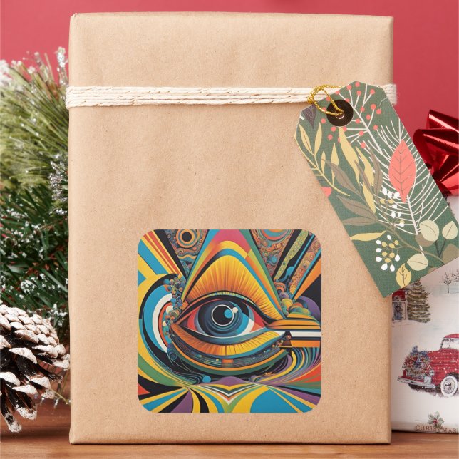 Sticker Carré Oeuvre psychédélique Vacui 1960 (vacances)