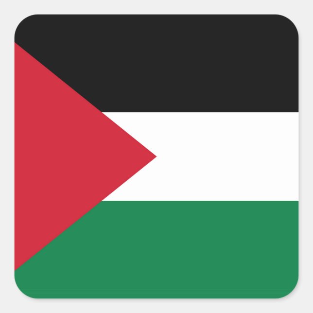 Sticker Carré officiellement le drapeau de l'État de Palestine (Devant)