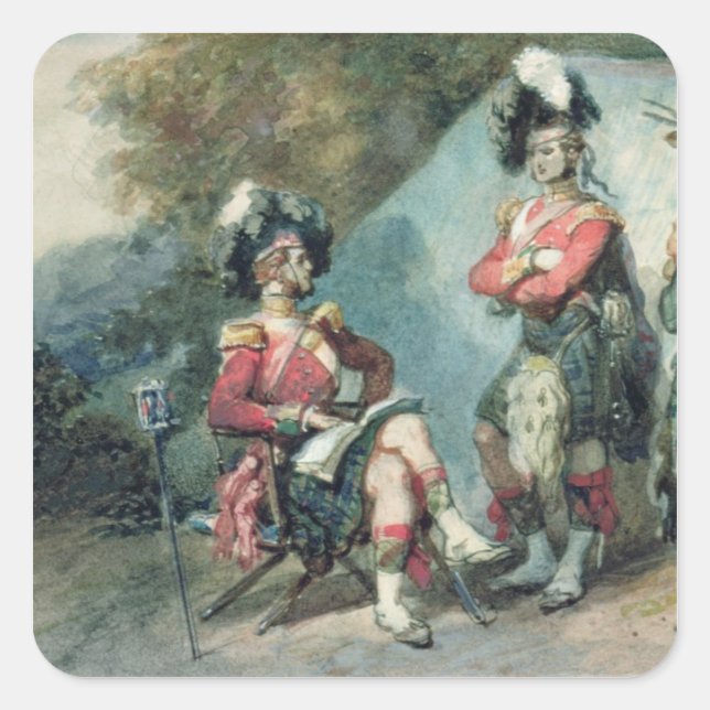 Sticker Carré Officier du 79e régiment des Highlanders (Devant)
