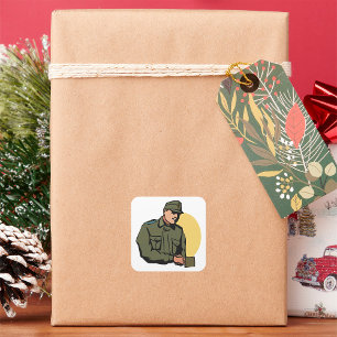 Sticker Carré Officier militaire Soldat de l'Armée rétro