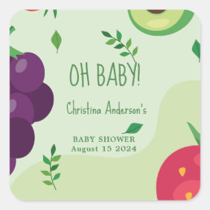 Sticker Carré Oh Baby Green Fruit Juice Baby shower