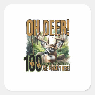 Sticker Carré Oh Cerf 100 Jours D'école Célébration de la chasse