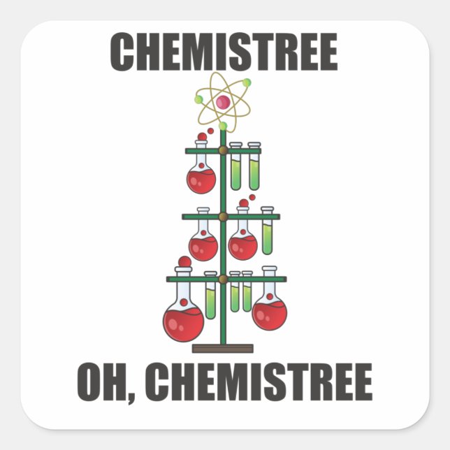 Sticker Carré Oh Chemistree maître en chimie de Noël (Devant)