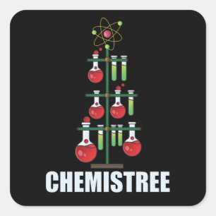 Sticker Carré Oh Chemistree maître en chimie de Noël