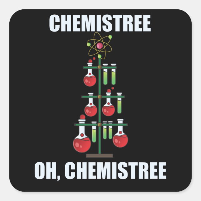 Sticker Carré Oh Chemistree maître en chimie de Noël (Devant)