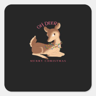 Sticker Carré Oh Deer Christmas Modern Design 