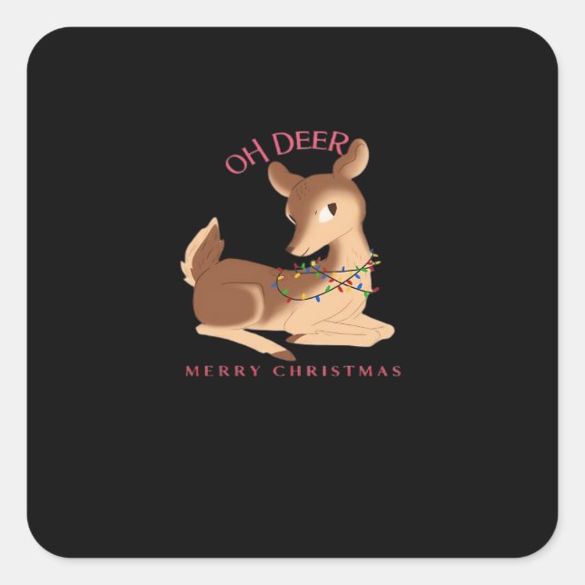 Sticker Carré Oh Deer Christmas Modern Design  (Devant)