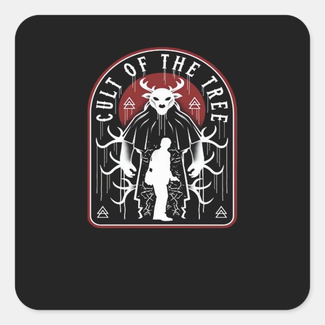Sticker Carré Oh Deer Cult Of The Tree Artistic Style  (Devant)