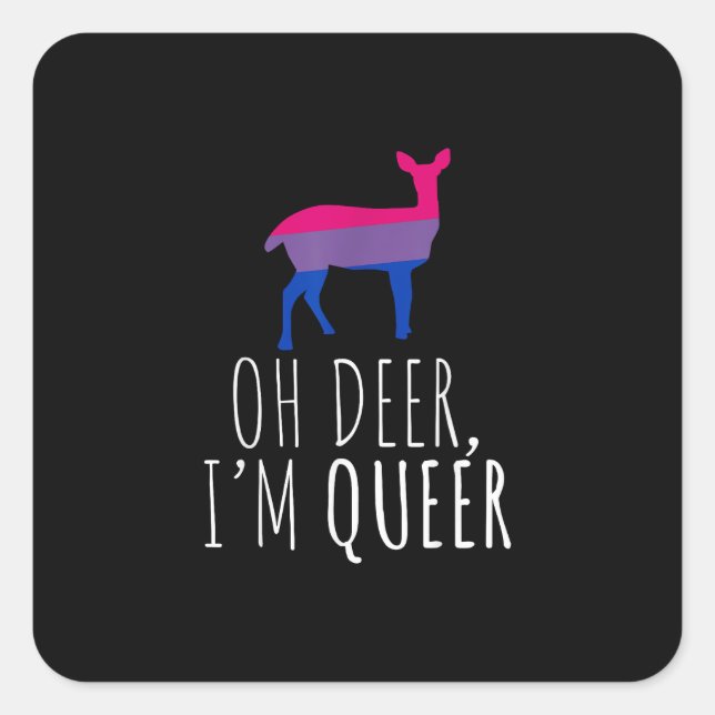 Sticker Carré Oh Deer Queer Bisexual Pride Gay Lesbian Design  (Devant)