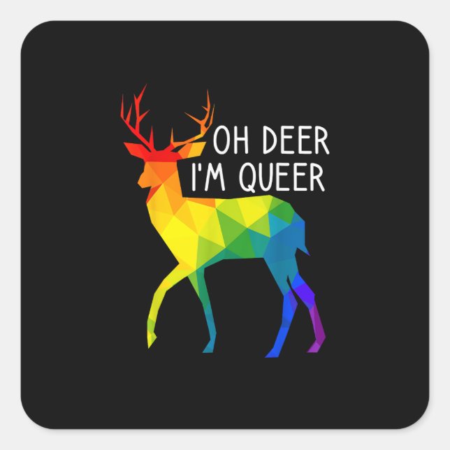 Sticker Carré Oh Deer Queer LGBTQ Pride Celebration Month  (Devant)