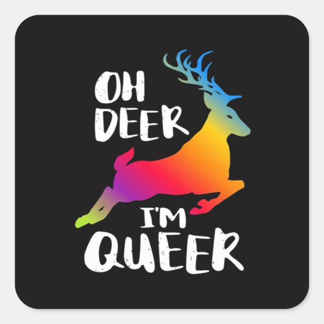 Sticker Carré Oh Deer Queer Pride Minimal Artistic Style  (Devant)