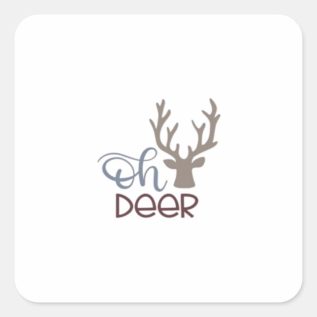 Sticker Carré Oh Deer Retro Classic Design (Devant)
