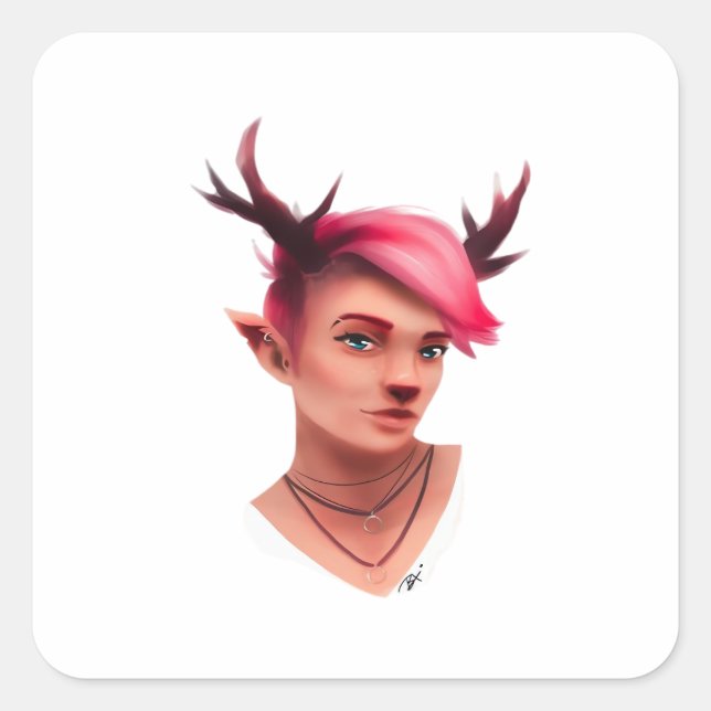 Sticker Carré Oh Deer Simple Creative Style  (Devant)