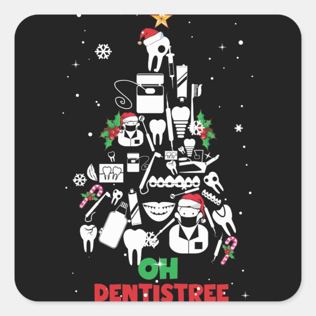 Sticker Carré Oh Dentistree Dentist Dental Teintures Dental Arbr (Devant)