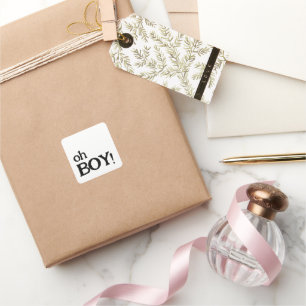 Sticker Carré Oh garçon amusant Baby shower minimaliste