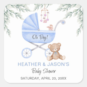 Sticker Carré Oh garçon poussette bébé et Carré de douche mobile