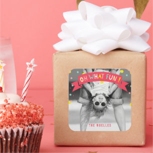 Sticker Carré Oh Quel Amusant Bannière Colorful Confetti Points