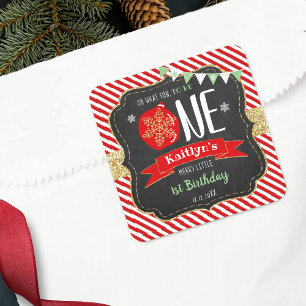 Sticker Carré Oh Quel Amusement D'Être Un ! Noël 1er anniversair