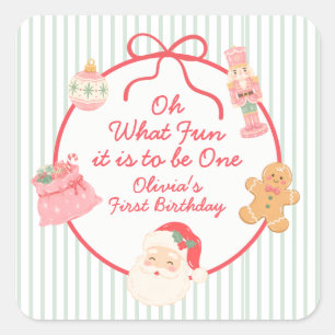 Sticker Carré Oh quelle joie d'être pour un premier anniversaire