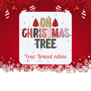 Sticker Carré OH sapin de Noël Votre marque Corporate Bulle