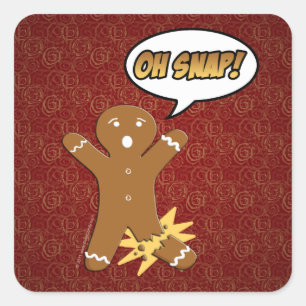 Sticker Carré Oh Snap Funny Christmas Gingerbread Homme Broken