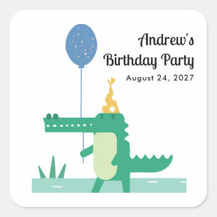 Sticker Carré Oh Snap mignon Anniversaire de enfant Alligator