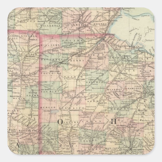 Sticker Carré Ohio et Indiana (Devant)