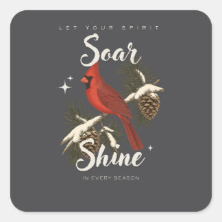 Sticker Carré Oiseau Cardinal Vintage | Laissez Votre Esprit S'e