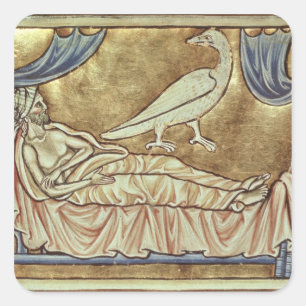 Sticker Carré Oiseau de Caladrius, réputé pour prédire