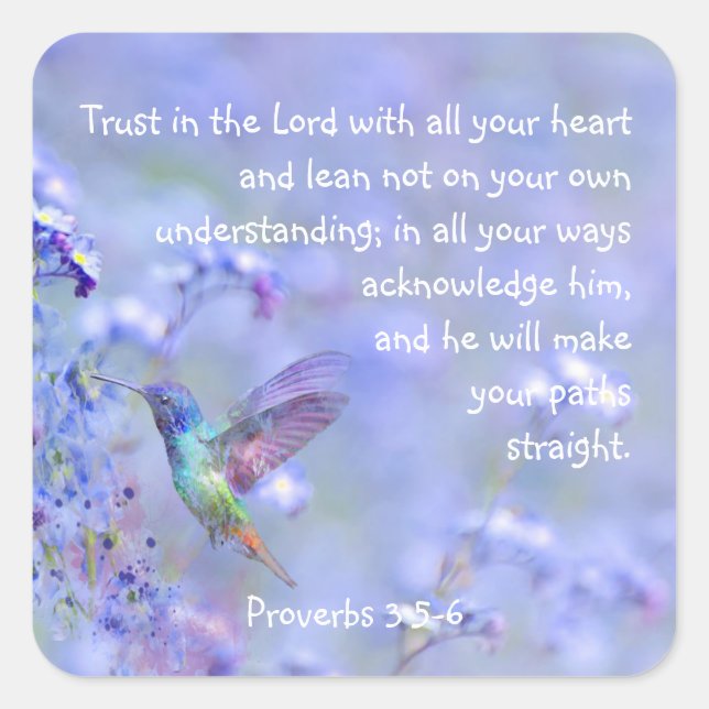 Sticker Carré Oiseau de mer Jardin bleu Floral BibleÉcriture (Devant)