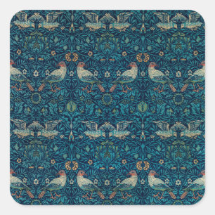 Sticker Carré Oiseau de William Morris, Vintage Garden Textile A
