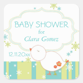 Sticker Carré Oiseau d'hiver + Grandes Baby showers Favoriser