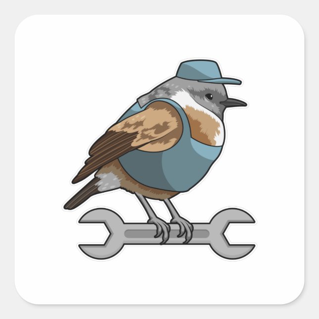 Sticker Carré Oiseau en tireur avec clé (Devant)