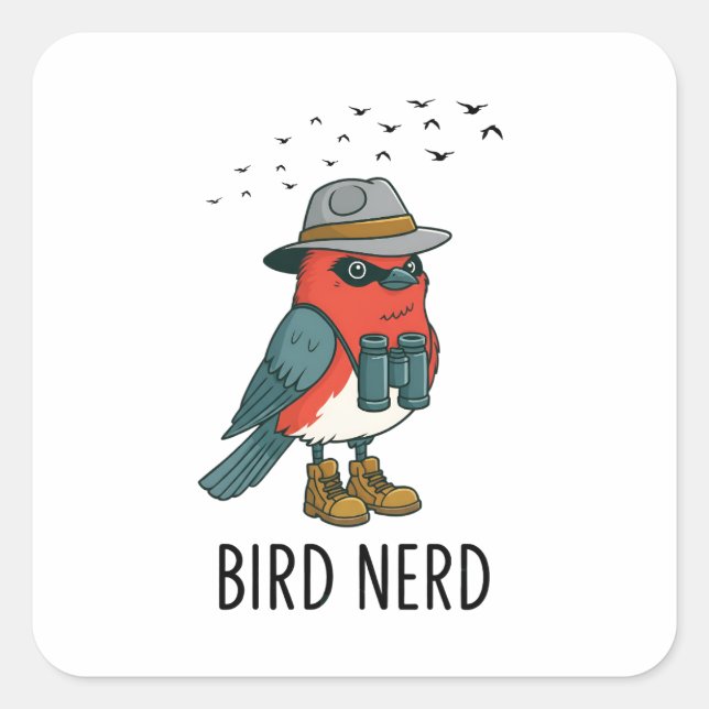 Sticker Carré Oiseau Nerd drôle Oiseau observer Oiseau Oiseau Am (Devant)
