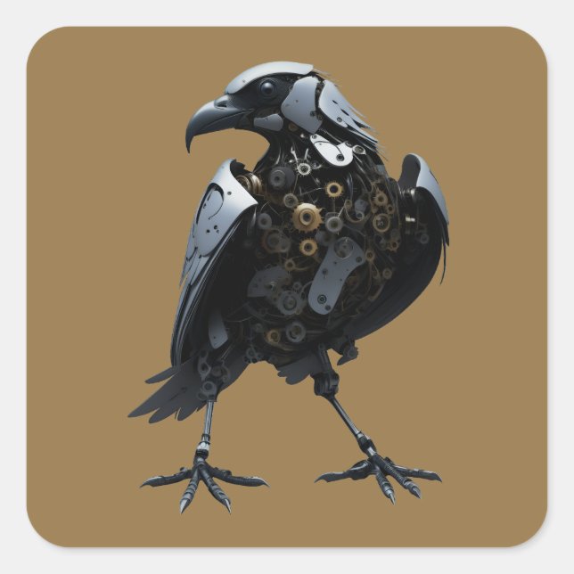 Sticker Carré Oiseau robotique (Devant)