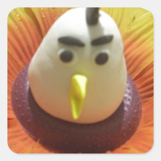 Sticker Carré Oiseau sculpté en Tournesol Imprimer (Devant)