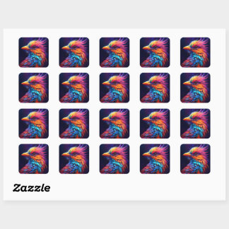 Sticker Carré Oiseau tropical coloré
