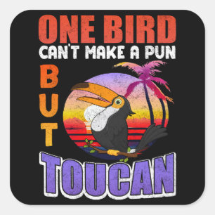 Sticker Carré Oiseau tropical Toucan Vintage Amusant Toucan Oise